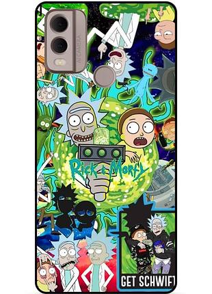 Силиконовый бампер чехол для nokia c22 с рисунком rick and morty рик и морти
