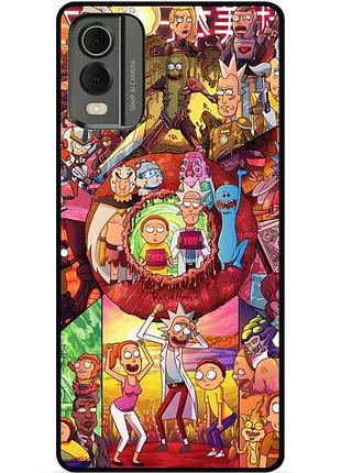 Силиконовый чехол бампер для nokia c32 с картинкой rick and morty рик и морти