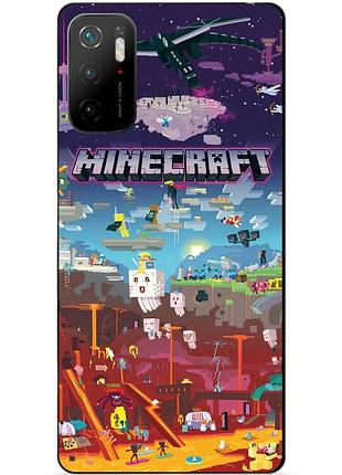 Силиконовый бампер чехол для xiaomi poco m3 pro игра minecraft майнкрафт