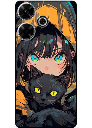 Силиконовый бампер чехол для realme note 50 с рисунком аниме котик