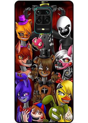 Силиконовый бампер чехол для xiaomi redmi note 9 pro с рисунком freddy аниматроники фредди