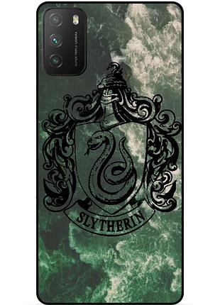 Силиконовый бампер чехол для xiaomi poco m3 с рисунком слизерин slytherin гарри поттер harry potter