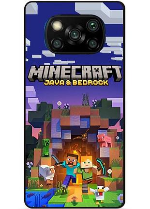 Силиконовый бампер чехол для xiaomi poco x3 с картинкой майнкрафт minecraft