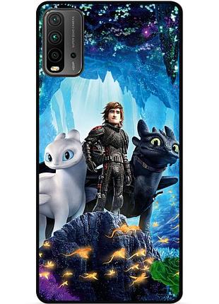 Чехол силиконовый для xiaomi redmi 9t с рисунком как приручить дракона