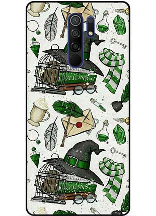 Силиконовый бампер чехол для xiaomi redmi 9 с картинкой слизерин slytherin гарри поттер harry potter