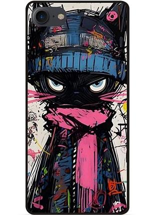 Чехол силиконовый бампер для iphone se 3 2022 с рисунком кот аниме marvel