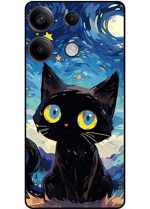 Силиконовый бампер чехол для huawei honor x8a котик звездная ночь ван гог