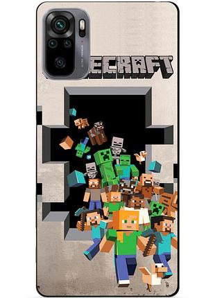 Силиконовый бампер чехол для xiaomi redmi note 10 с картинкой minecraft майнкрафт