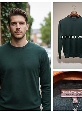 Finshley &amp; harding,чоловічий светр з мериносової вовни зеленого кольору
