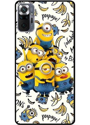 Силиконовый бампер чехол для xiaomi redmi note 10 pro с рисунком minion миньоны