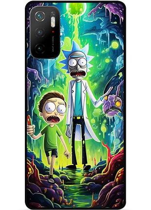 Силиконовый чехол бампер для xiaomi poco m3 pro с рисунком рик и морти rick and morty