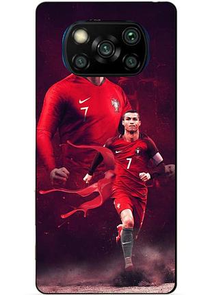 Силиконовый бампер чехол для xiaomi poco x3 с рисунком ronaldo португалия роналдо