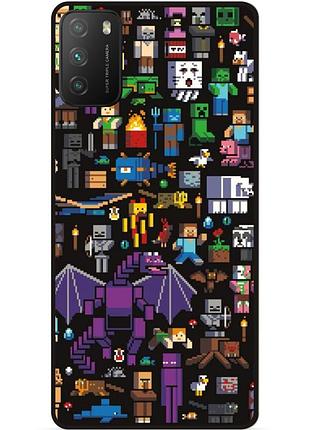 Силіконовий чохол бампер для xiaomi poco m3 з картинкою minecraft майнкрафт