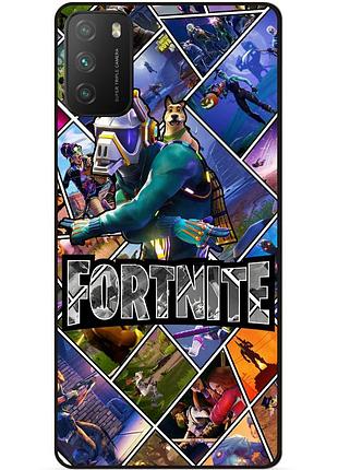 Силиконовый бампер чехол для xiaomi poco m3 с картинкой фортнайт fortnite