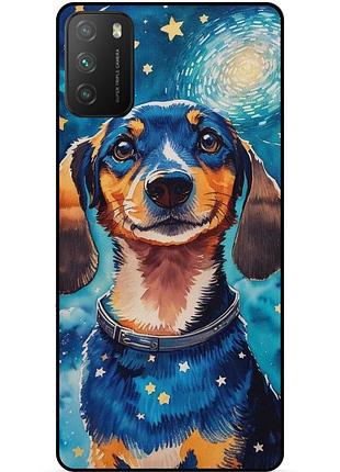 Силиконовый бампер чехол для xiaomi poco m3 с рисунком пес ван гог звездная ночь