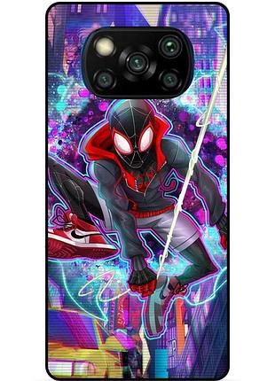 Силиконовый бампер чехол для xiaomi poco x3 с картинкой spider man человек паук майлз моралес