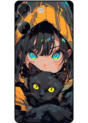 Силіконовий бампер чохол для zte blade a54 з малюнком котик аніме