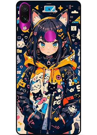 Силиконовый бампер чехол для huawei p smart z с рисунком котики аниме