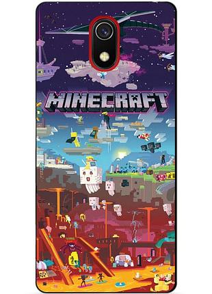Силиконовый бампер чехол для samsung j6 plus игра minecraft майнкрафт