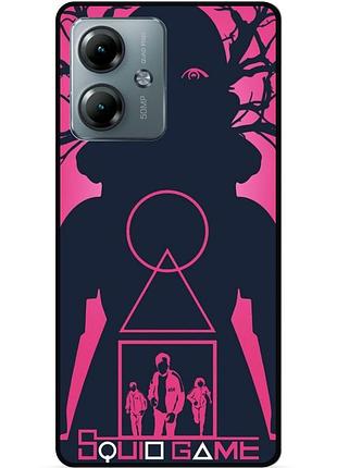 Силиконовый чехол бампер для motorola moto g14 игра в кальмара squid game