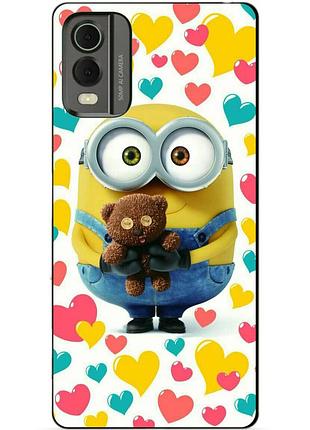 Силиконовый бампер чехол для nokia c32 с рисунком миньон боб minion