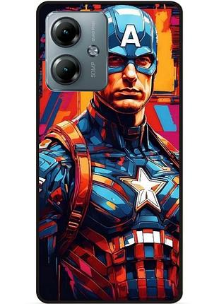 Чехол силиконовый бампер для motorola moto g14 с рисунком капитан америка marvel captain america