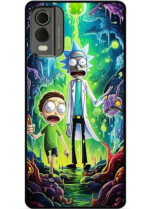 Силіконовий чохол бампер для nokia c32 з малюнком рік і морті rick and morty