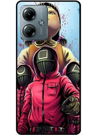 Силиконовый бампер чехол для motorola moto g14 с картинкой игра в кальмара
