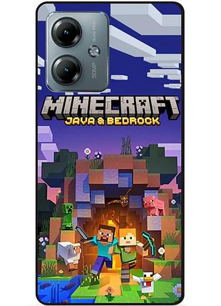 Силіконовий чохол бампер для motorola moto g14 з картинкою майнкрафт minecraft
