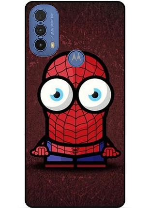 Силиконовый бампер чехол для motorola moto e40 с рисунком миньон человек паук spider man