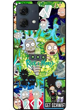 Силиконовый бампер чехол для motorola moto g84 с рисунком rick and morty рик и морти