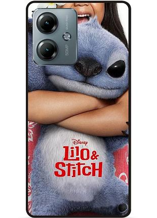 Силиконовый чехол бампер для motorola moto g55 стич и лило stitch