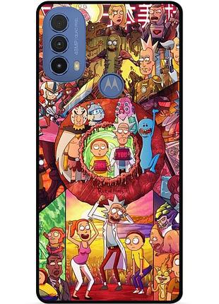 Силиконовый чехол бампер для motorola moto e40 с картинкой rick and morty рик и морти
