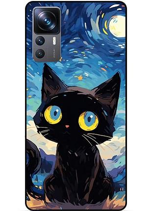 Силіконовий бампер чохол для xiaomi 12t котик ван гог зіркова ніч
