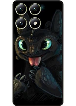 Силиконовый чехол бампер для xiaomi 14t с рисунком как приручить дракона 2