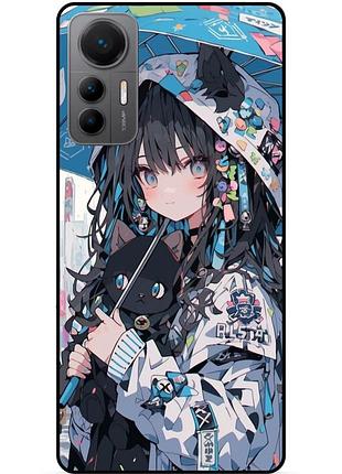 Чехол силиконовый бампер для xiaomi 12 lite с рисунком аниме котик