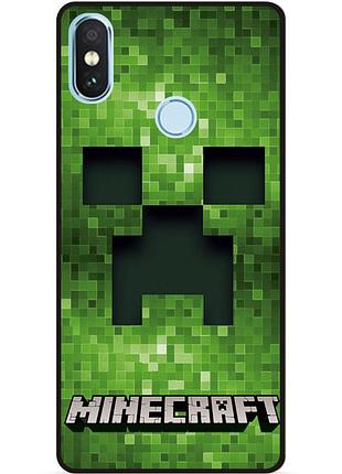 Силиконовый чехол бампер для xiaomi mi 8 с рисунком крипер minecraft майнкрафт