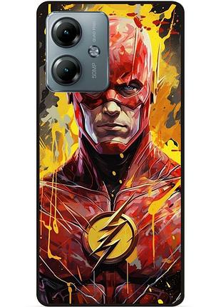 Чехол силиконовый бампер для motorola moto g14 с рисунком flash marvel человек молния
