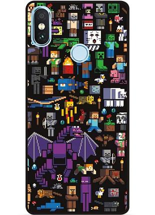 Силиконовый чехол бампер для xiaomi mi a2 lite с рисунком minecraft майнкрафт 2, xiaomi mi a2 lite