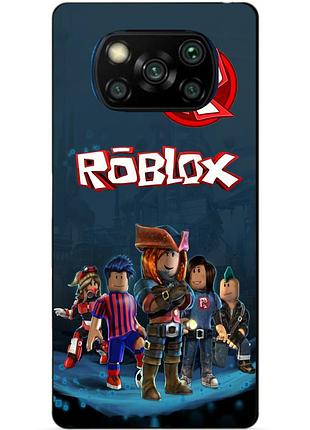 Силиконовый бампер чехол для xiaomi poco x3 с рисунком roblox роблокс
