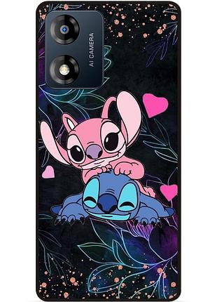 Силиконовый чехол бампер для motorola moto e13 с рисунком стич stitch