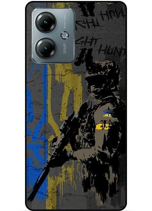Силиконовый бампер чехол для motorola moto g14 с рисунком зсу украина night hunter