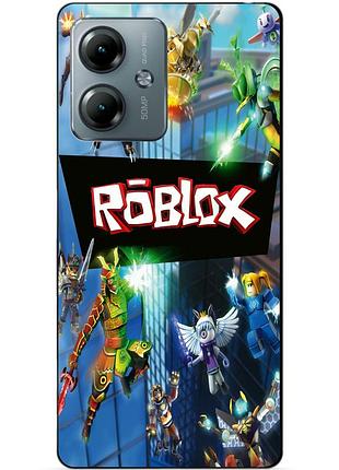 Силиконовый бампер чехол для motorola moto g14 с картинкой roblox роблокс