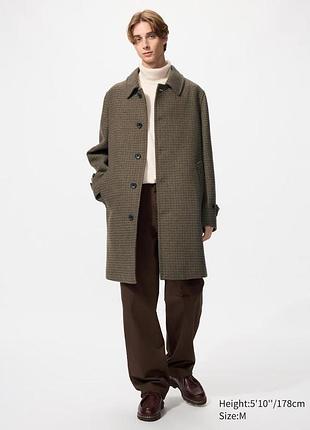Пальто uniqlo в клiтинку balmacaan coat | checked