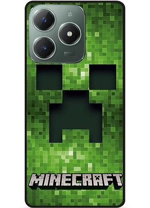 Силиконовый чехол бампер для tecno spark 20c с рисунком крипер minecraft майнкрафт