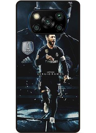 Силиконовый чехол бампер для xiaomi poco x3 с рисунком sergio ramos серхио рамос
