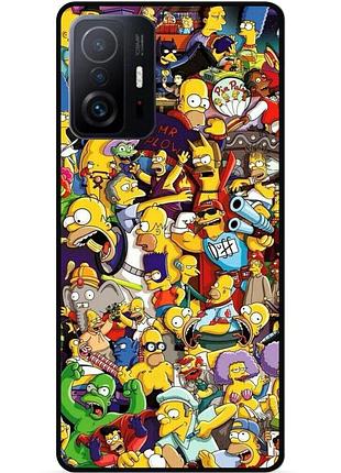 Чехол силиконовый бампер для xiaomi 11t с рисунком стикеры симпсоны мультяшки simpsons