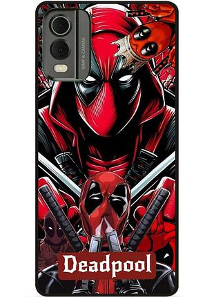 Силиконовый бампер чехол для nokia c32 с рисунком deadpool дэдпул