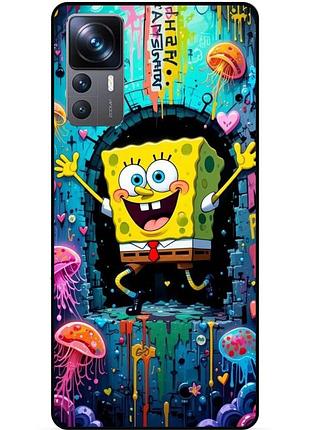 Силиконовый чехол бампер для xiaomi 12t pro с картинкой sponge bob губка боб