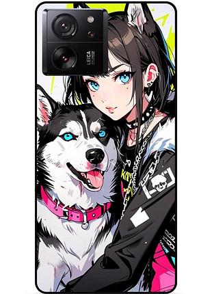 Чехол силиконовый бампер для xiaomi 13t pro с рисунком хаски аниме